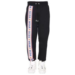 GCDS Men's Logo Stripe Drawstring Jogger Sweatpants Men BLACK Suits
